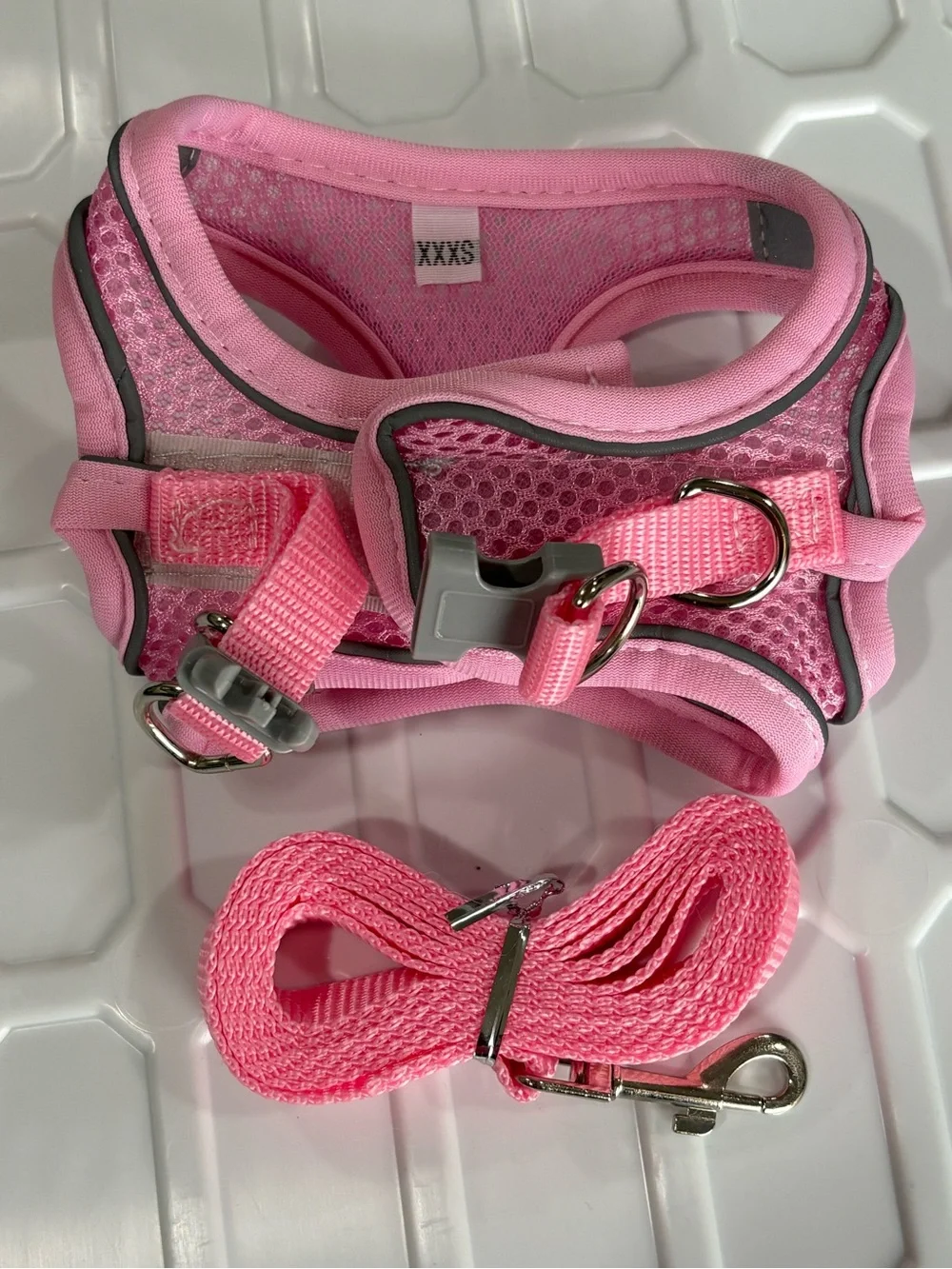 Pink Mesh Dog Harness with Matching Leash